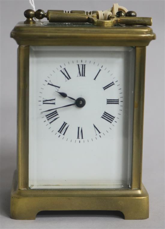 A French gilt brass carriage timepiece